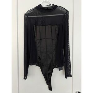 Guess Bustier Corset Bodysuit Size L Black